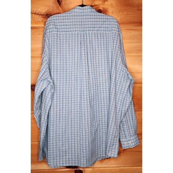 Saddlebred Easy Care Gray Teal Plaid Lightweight Button Down Mens 3XTL - Picture 7 of 16